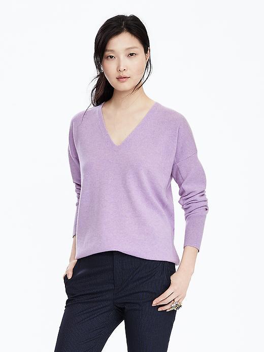 Banana Republic Womens Todd & Duncan Cashmere Vee Pullover Size L - Pure Lavender