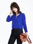 Banana Republic Womens Silk Cashmere Crew Cardigan Size S - Neon Cobalt