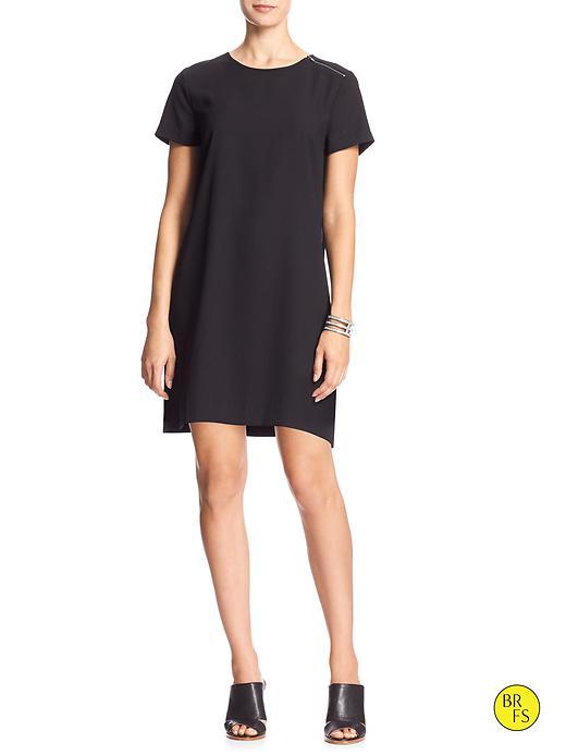 Banana Republic Womens Factory Back Pleat Shift Dress Size L Petite - Black