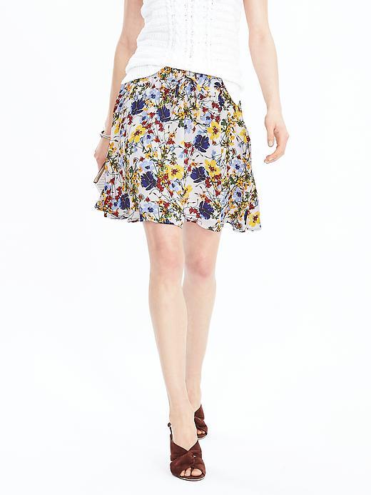 Banana Republic Womens Floral Drawstring Skirt Size L - White