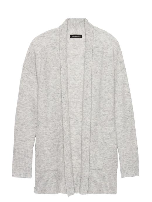 Banana Republic Womens Petite Aire Long Open Cardigan Heather Light Gray Size S