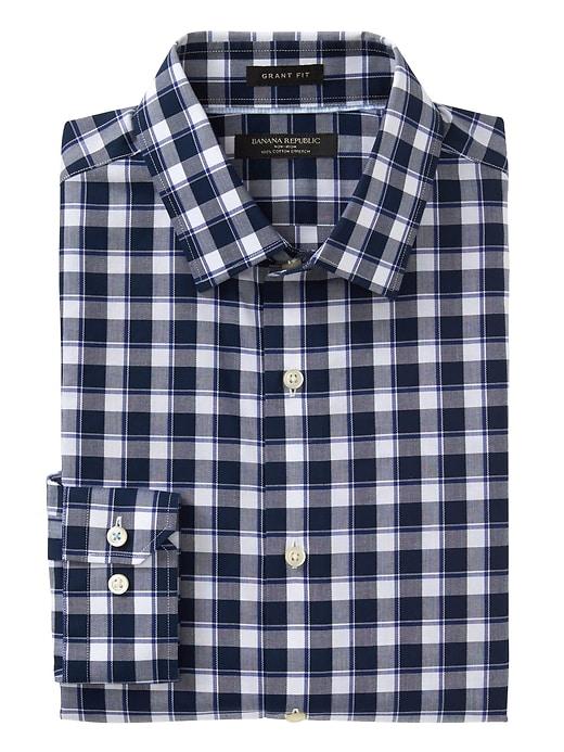 Banana Republic Mens Grant Slim Fit Non Iron Stretch Check Shirt - Anchor Royal