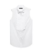 Banana Republic Womens Petite Riley Tailored-fit Scallop-front Sleeveless Shirt White Size 0