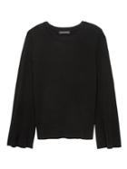 Banana Republic Womens Milano Stitch Flare-sleeve Sweater Black Size S