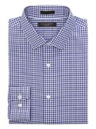 Banana Republic Mens Grant Slim-fit Non-iron Gingham Shirt Voltage Blue Size Xl