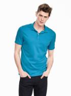 Banana Republic Mens Luxe Touch Polo Size L Tall - Blue Tropic
