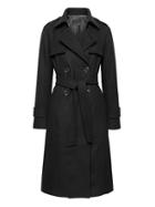 Banana Republic Womens Italian Melton Wool-blend Long Trench Coat Black Size Xs