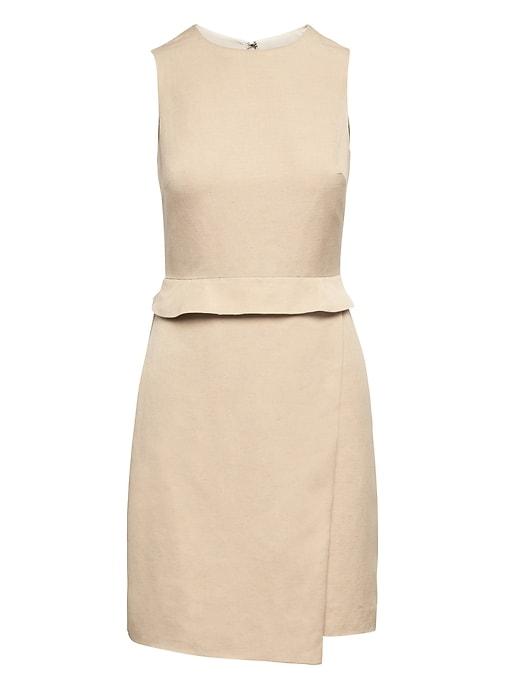 Banana Republic Womens Linen-blend Sheath Dress Golden Beige Size 12