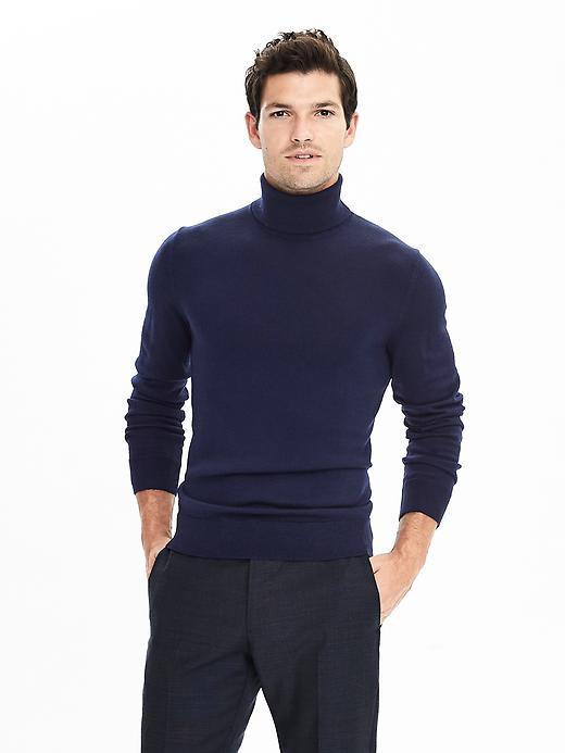 Banana Republic Mens Italian Merino Turtleneck - Navy