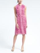 Banana Republic Snake Print Ruffle Neck Shirtdress - Fuschia Snake