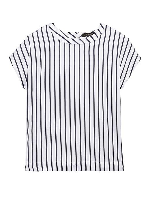 Banana Republic Womens Stripe Perfect Tee White Size Xxl
