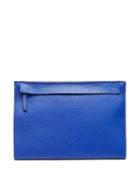 Banana Republic Italian Leather Structured Zip Pouch - Deep Royal