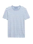 Banana Republic Mens Vintage 100% Cotton Stripe Crew-neck T-shirt Heather Light Blue Size L