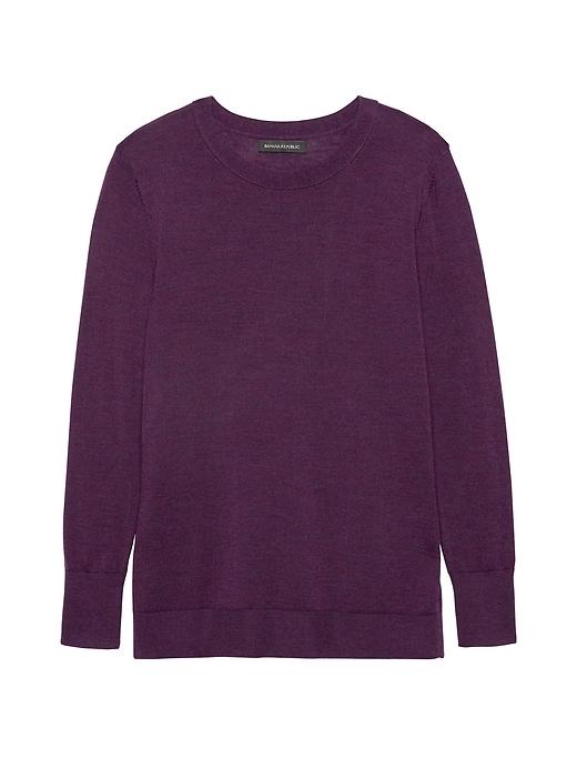 Banana Republic Womens Machine-washable Merino Crew Sweater-neck Sweater Rich Eggplant Size Xl