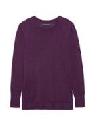 Banana Republic Womens Machine-washable Merino Crew Sweater-neck Sweater Rich Eggplant Size Xl