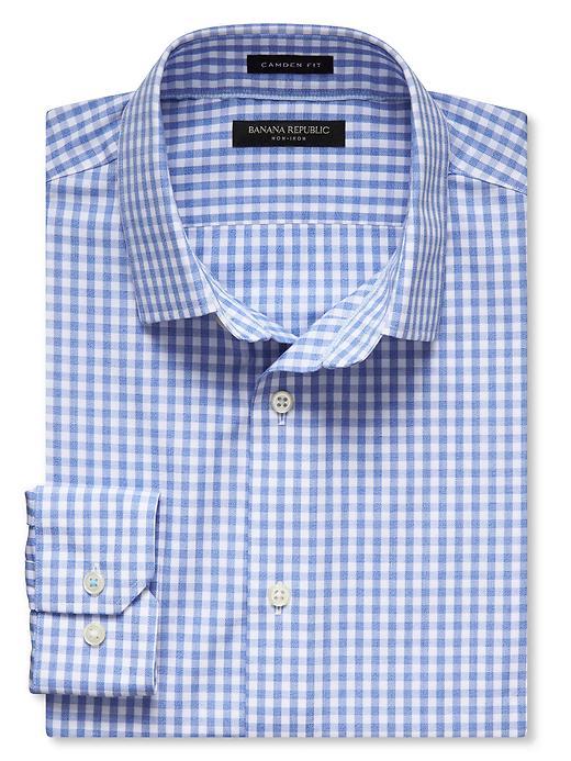 Banana Republic Camden Fit Non Iron Gingham Shirt Size L - Damselfish Blue