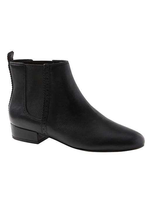 Banana Republic Womens Brogue Trim Chelsea Bootie Black Suede Size 6