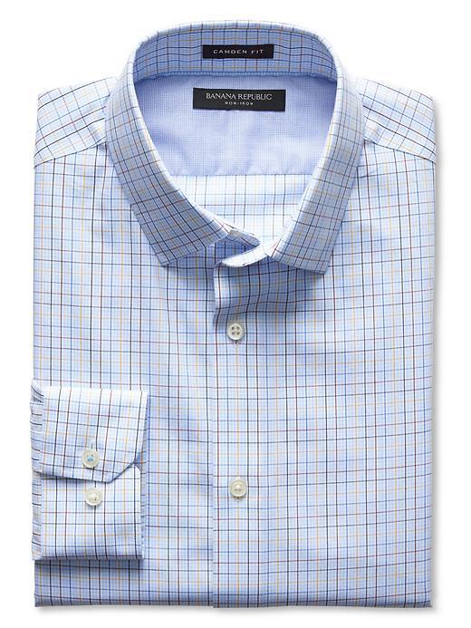 Banana Republic Mens Camden Fit Tri Color Non Iron Shirt Size L Tall - Gold Plate