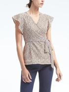 Banana Republic Womens Wrap Top With Ladder Lace - Blushing
