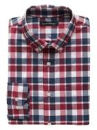 Banana Republic Mens New Slim-fit Tech-stretch Cotton Plaid Shirt Red Love Size Xxl