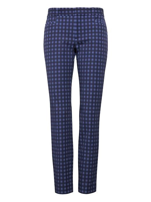Banana Republic Womens Petite Sloan Skinny-fit Gingham Pant Blue Multi Size 14
