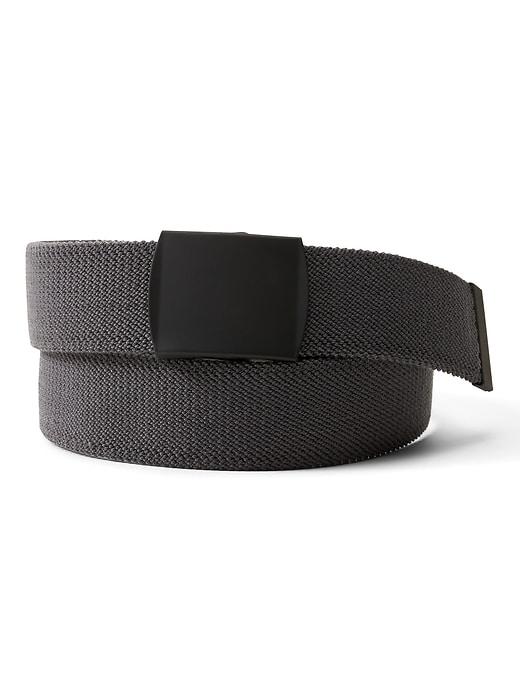 Banana Republic Mens Solid Stretch-web Plaque Buckle Belt Gray Size S