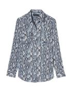 Banana Republic Womens Dillon-fit Print Utility Shirt Blue Python Print Size Xl