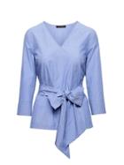 Banana Republic Womens Tie-waist Cotton Poplin Top Light Blue Size Xs