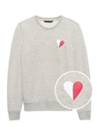 Banana Republic Womens Classic Fleece Heart Sweatshirt Light Gray Size M