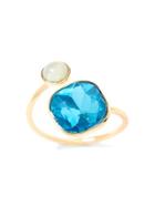 Banana Republic Womens Soft Stones Asymmetrical Ring Blue Multi Size 8