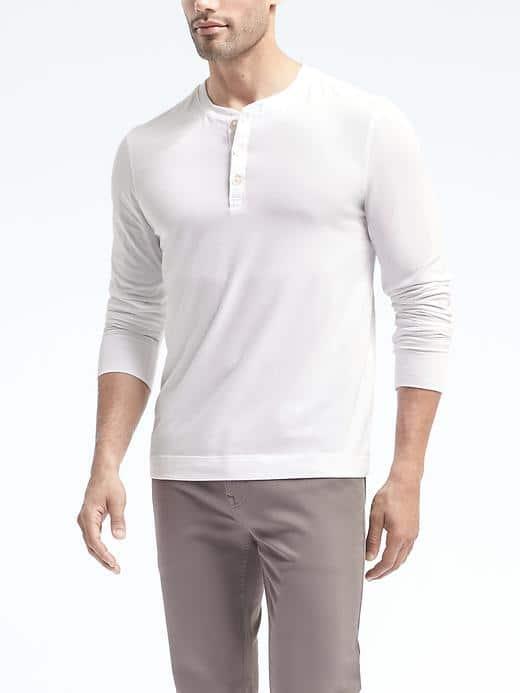 Banana Republic Mens Modal Pima Cotton Henley Shirt - White