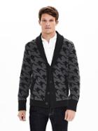 Banana Republic Mens Jacquard Shawl Collar Sweater Cardigan Size L Tall - Black