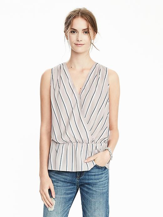 Banana Republic Womens Peplum Wrap Tank Size Xl - Pale Gray