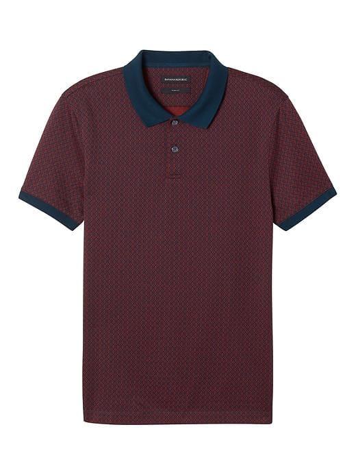Banana Republic Mens Slim Luxury Touch Diamond Jacquard Polo - Red