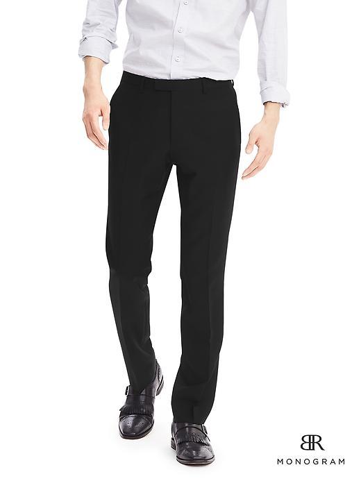 Banana Republic Mens Monogram Black Italian Wool Suit Trouser Size 40w 34l - Black