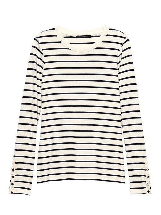 Banana Republic Soft Stretch Fitted Button-sleeve T-shirt