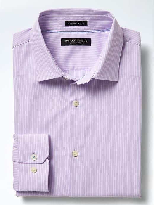 Banana Republic Mens Grant Fit Supima Cotton Stripe Shirt - Orchid