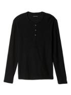 Banana Republic Mens Modal Pima Cotton Waffle Knit Henley - Black