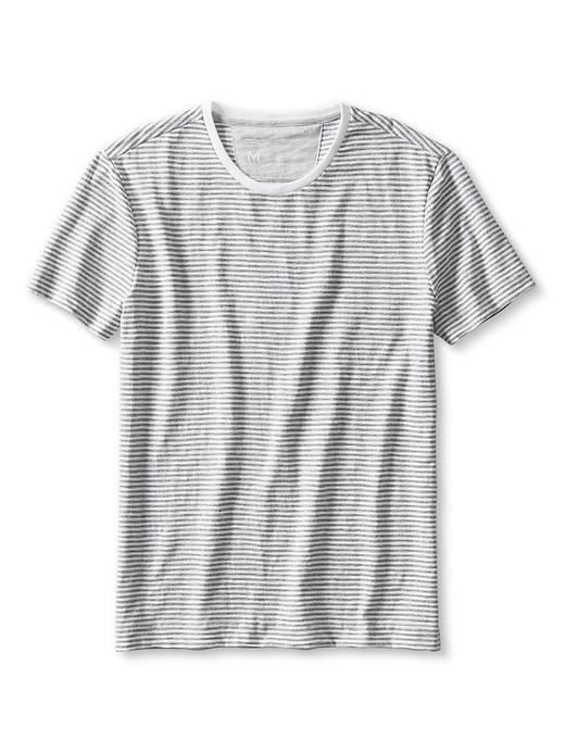 Banana Republic Mens Stripe Tech Tee Size L Tall - White