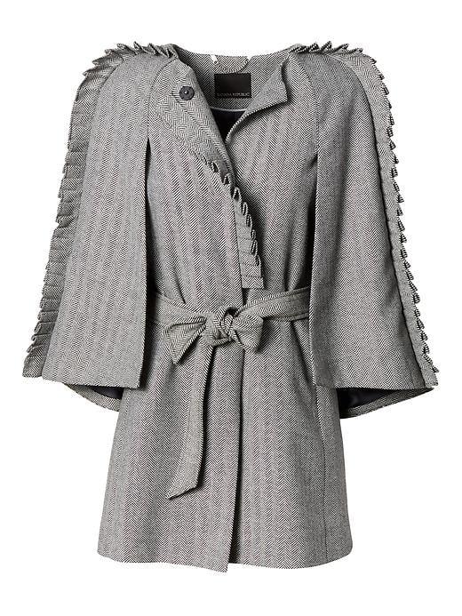 Banana Republic Womens Banana Republic X Olivia Palermo  ; Herringbone Ruffle Cape Ivory Size M