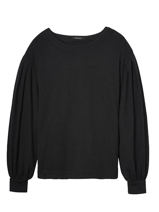 Banana Republic Womens Brushed Bishop-sleeve Top Black Size Xl