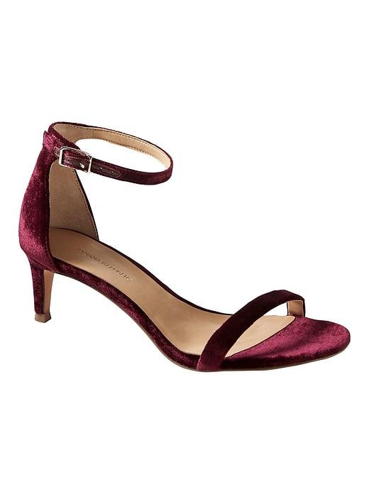 Banana Republic Womens Bare Kitten Heel Velvet Sandal Novel Burgundy Red Velvet Size 7