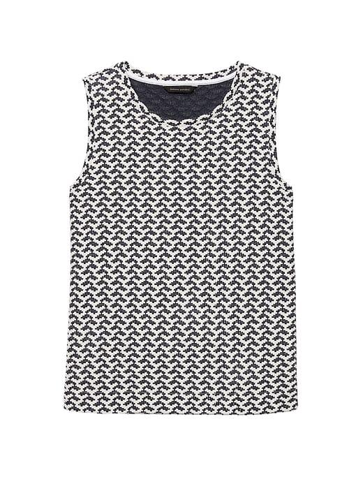 Banana Republic Womens Cotton-blend Tank Geo Print Blue Size L