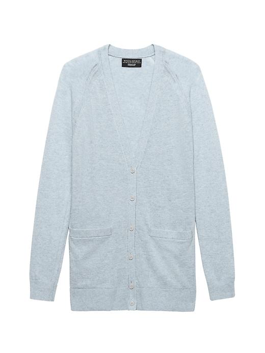 Banana Republic Womens Italian Superloft Boyfriend Cardigan Blue Fog Size Xl