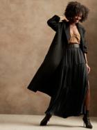 Tiered Soft Satin Skirt With Slit