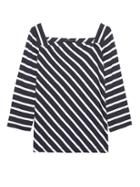 Banana Republic Womens Stripe Wide-sleeve Square Neck Top Bold Blue Stripe Size S