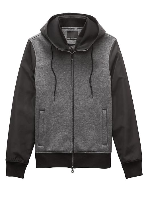 Banana Republic Mens Mixed Media Hoodie Heather Gray Size Xl
