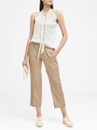 Banana Republic Womens Logan Trouser-fit Cropped Sateen Pant Golden Beige Size 16