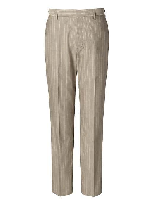 Banana Republic Mens Slim Non Iron Stretch Stripe Pant - Khaki