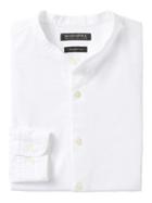 Banana Republic Mens Grant Slim Fit Banded Collar Shirt - White